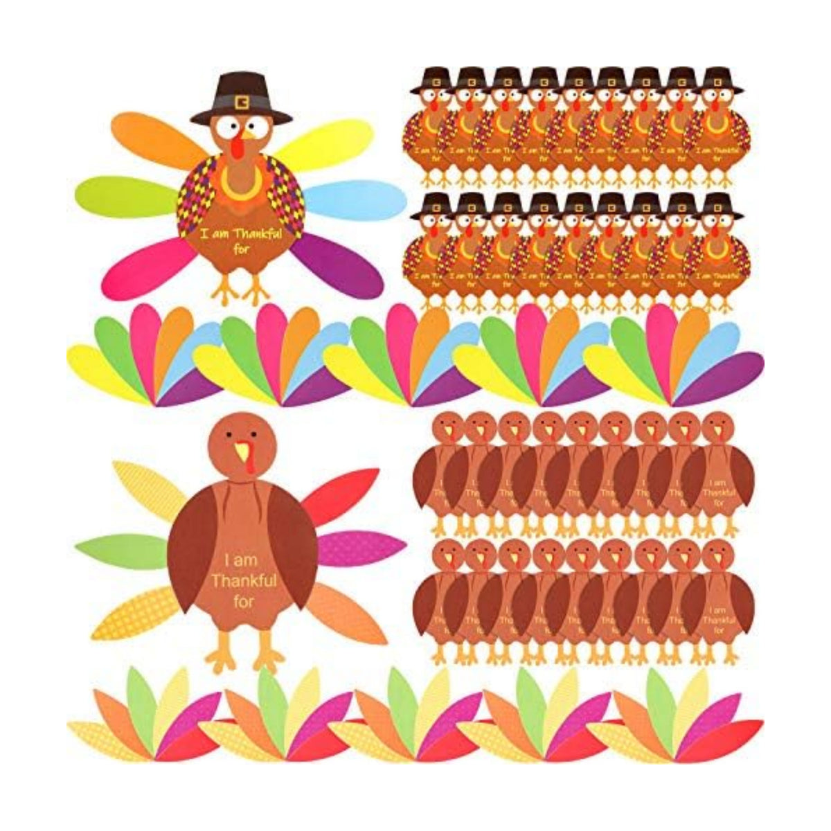 BBTO 36 Sets Thanksgiving Turkey Craft Kit Fall Craft, Classic Style