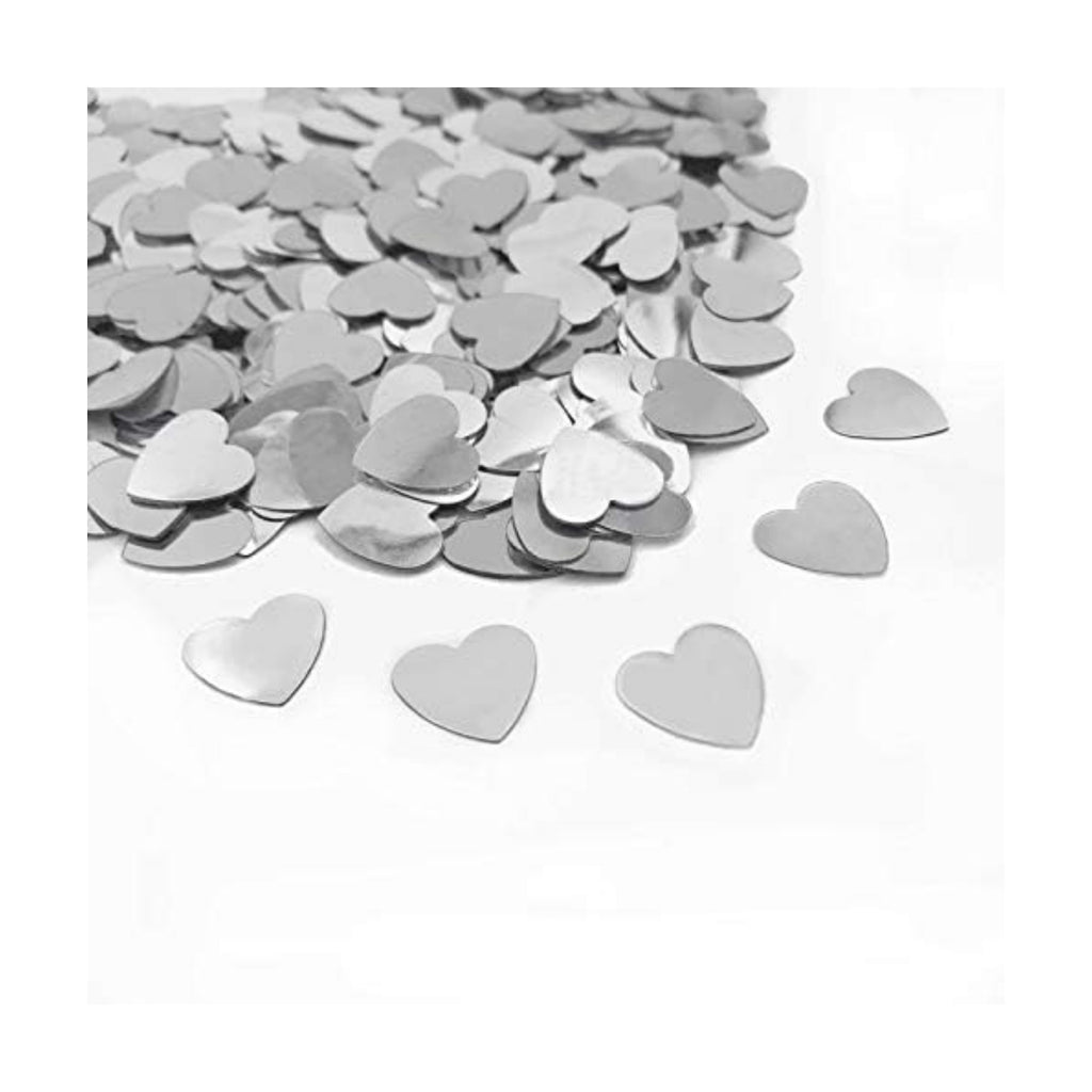 Heart Confetti Valentine's Day Silver Table Confetti Metallic Foil for Party Wedding Happy Birthday Baby Showe Bridal Shower Festival Theme Party Decorations Supplies(Silver)