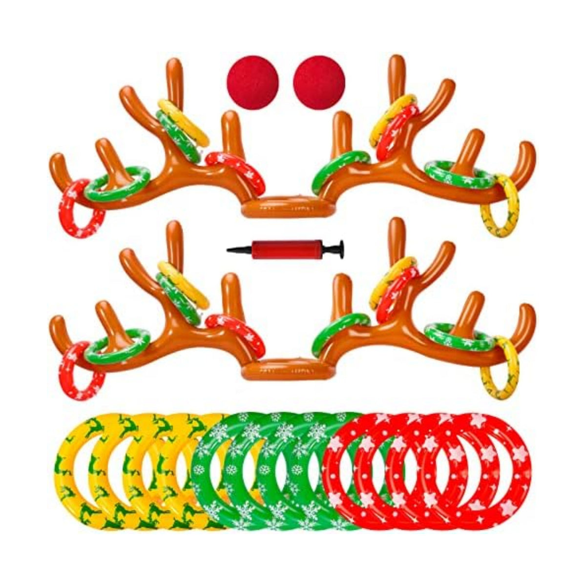 Max Fun Inflatable Reindeer Antler Ring Toss Christmas Games Indoor Outdoor Party Games Hat for Xmas Gifts Holiday Party Supplies Favors Games for Family