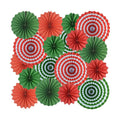 18Pc Party Red and Green Paper Fans Merry Christmas Hanging Paper Fans Decorations, Round Folding Party Bulk for Christmas Decorations Winter Holiday Wedding Birthday