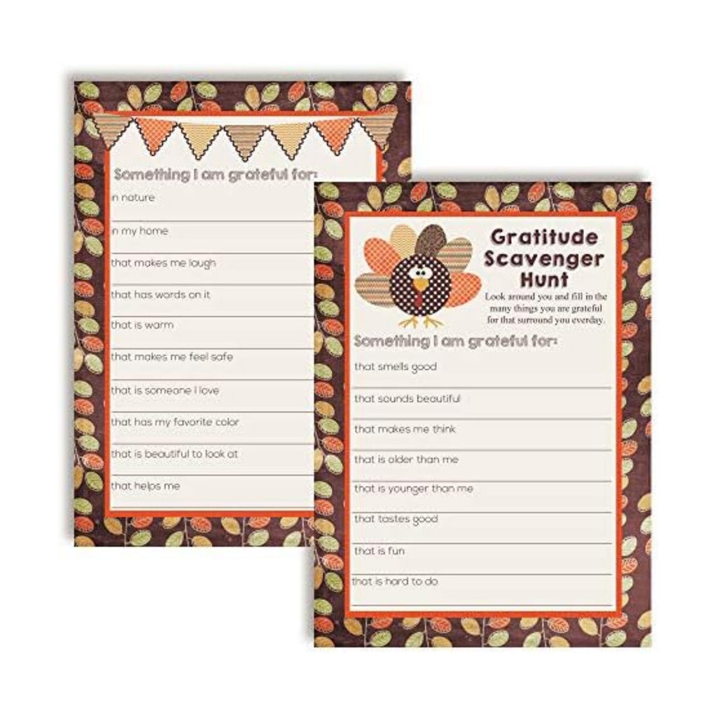 “I Am Grateful For” Gratitude Scavenger Hunt Thanksgiving Fill In Game Cards, Ten 5" x 7" Fill In The Blank Cards by AmandaCreation