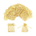 Staruby Organza Gift Bags 100pcs Gold Sheer Bag 3x4 Inch Mesh Favor Bags
