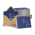 VNS Creations Thank You Cards With Envelopes - 100 Pack 4 x 6 - Navy Blue