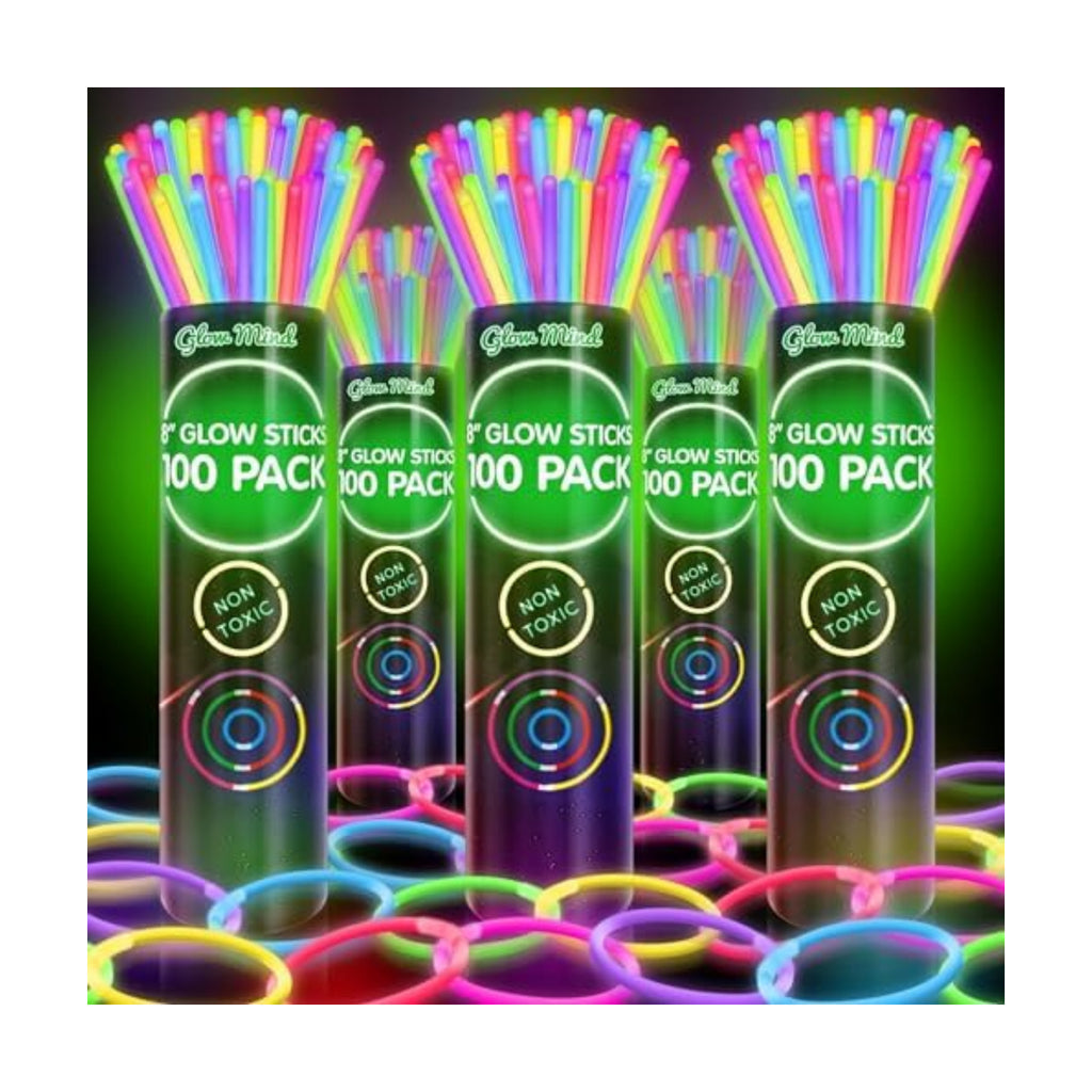 500 Glow Sticks Bulk Party Pack, 8" Halloween Glow Bracelets and Necklaces