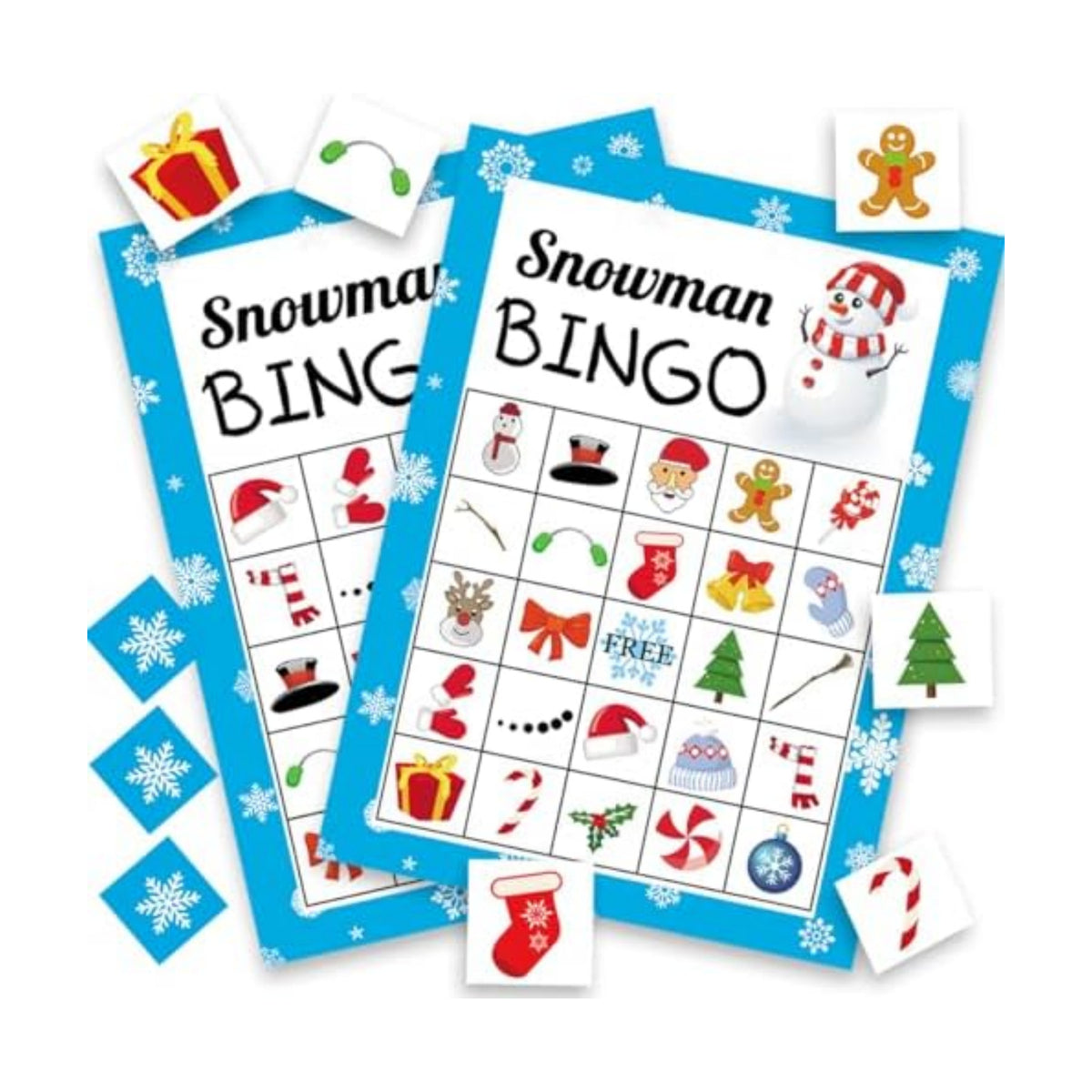 Christmas Games for Kids Adults, Xmas Snowman Bingo Cards Game 24 Players