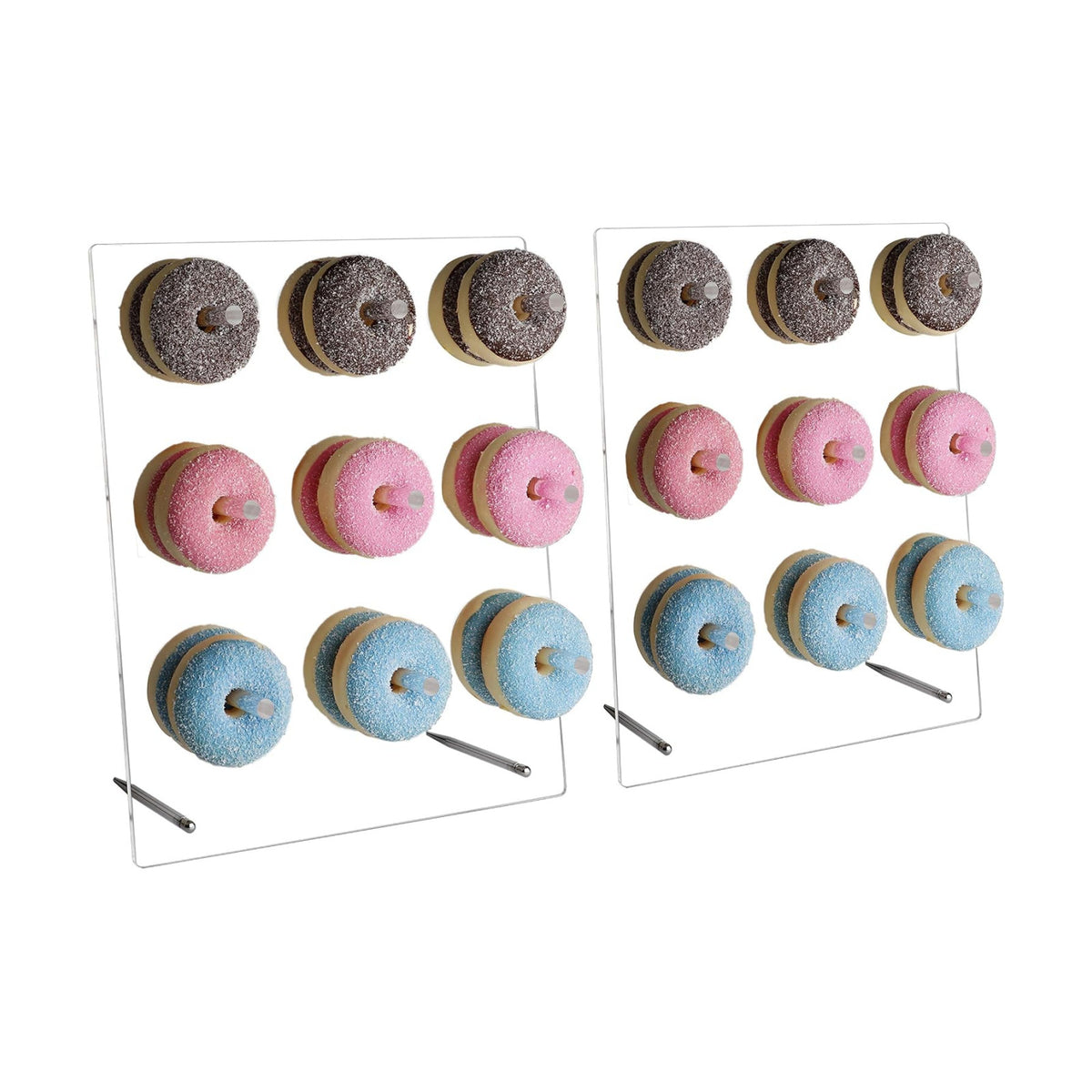 weddingwish Clear Donut Stands, Acrylic Donut Wall Display Stand, 2 Pack Donut Board for Dessert Table, Bagel Doughnuts Holder for Party Birthday Gathering