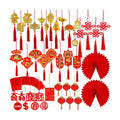 Winlyn 106 Pcs Chinese New Year Decorations Chinese Hanging Good Luck Ornaments Red Lanterns Festive Tree Ornaments Paper Fans for Asian Chinese Lunar New Year 2026 Year of The Horse Party Decor