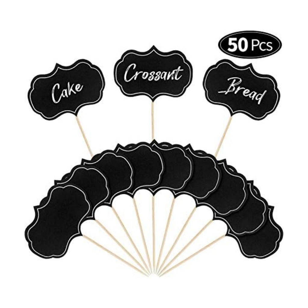 Blulu 50 Pcs Cheese Marker Toothpick Label for Charcuterie, Black