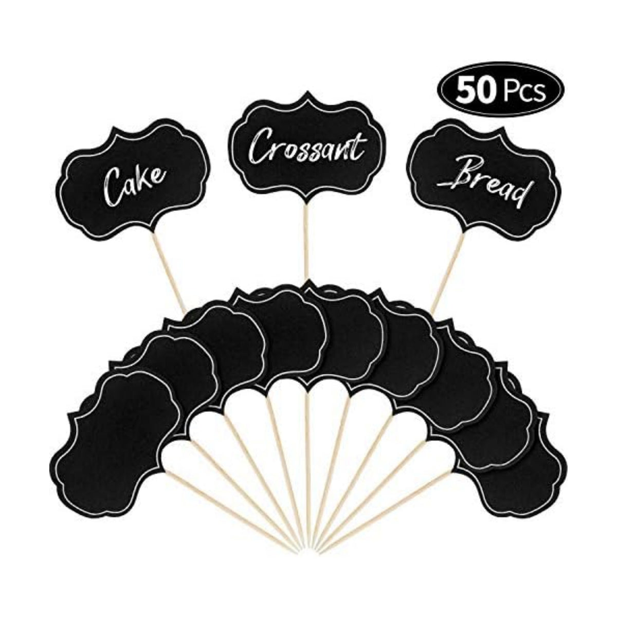 Blulu 50 Pcs Cheese Marker Toothpick Label for Charcuterie, Black
