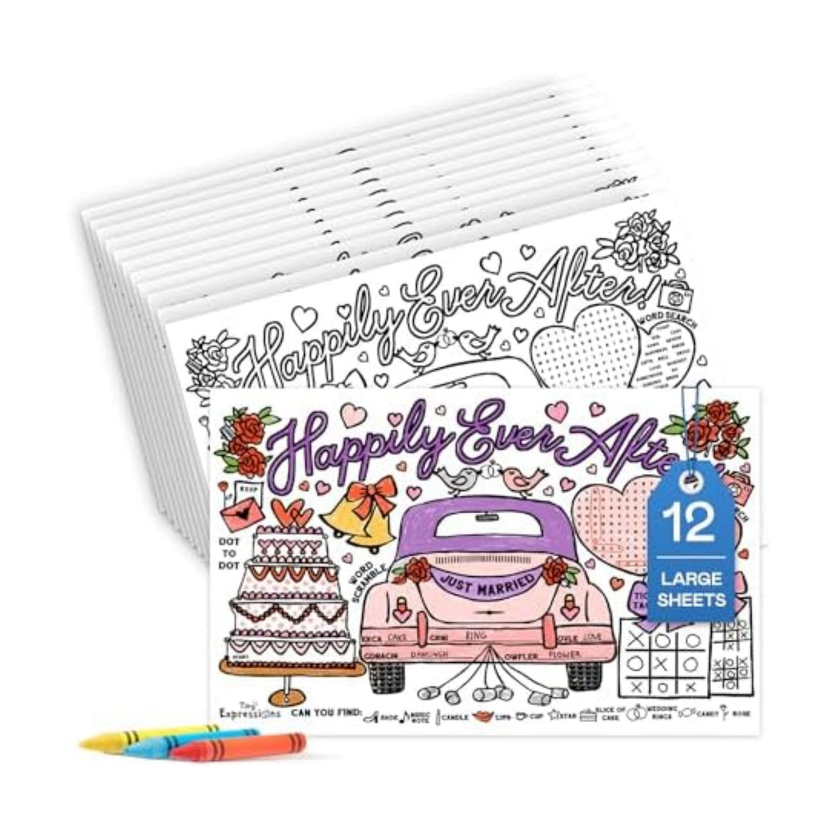 Tiny Expressions Wedding Activity Placemats, Pack of 12