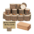 Toncoo Wood Place Card Holders, 30Pcs Premium Rustic Table Number Holders and 30Pcs Kraft Table Place Cards, Wood Photo Holders, Ideal for Wedding Party Table Name and More (30 Pcs Place Card Holders)