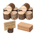 Toncoo Wood Place Card Holders, 20Pcs Premium Rustic Table Number Holders and 30Pcs Kraft Table Place Cards, Wood Photo Holders, Ideal for Wedding Party Table Name and More