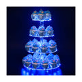 YestBuy 4 Tier Round Cupcake Stand – Premium Cupcake Holder – Acrylic Cupcake Tower Display- Cady Bar Party Décor + LED Light String – Ideal for Weddings, Birthday Parties & Events (Blue)