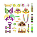 24Ct Mardi Gras Party Photo Booth Props - Carnival Birthday Party Decorations Supplies Favors Cosplay Props