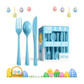 Party Solids Light Blue Plastic Silverware 150 Pcs Light Blue Cutlery Set
