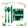 Party Solids Emerald Green Plastic Silverware 150 Pcs Cutlery Set