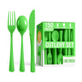 Party Solids Lime Green Plastic Silverware 150 Pcs Lime Green Cutlery Set