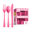 Party Solids Hot Pink Plastic Silverware 150 Pcs Hot Pink Cutlery Set