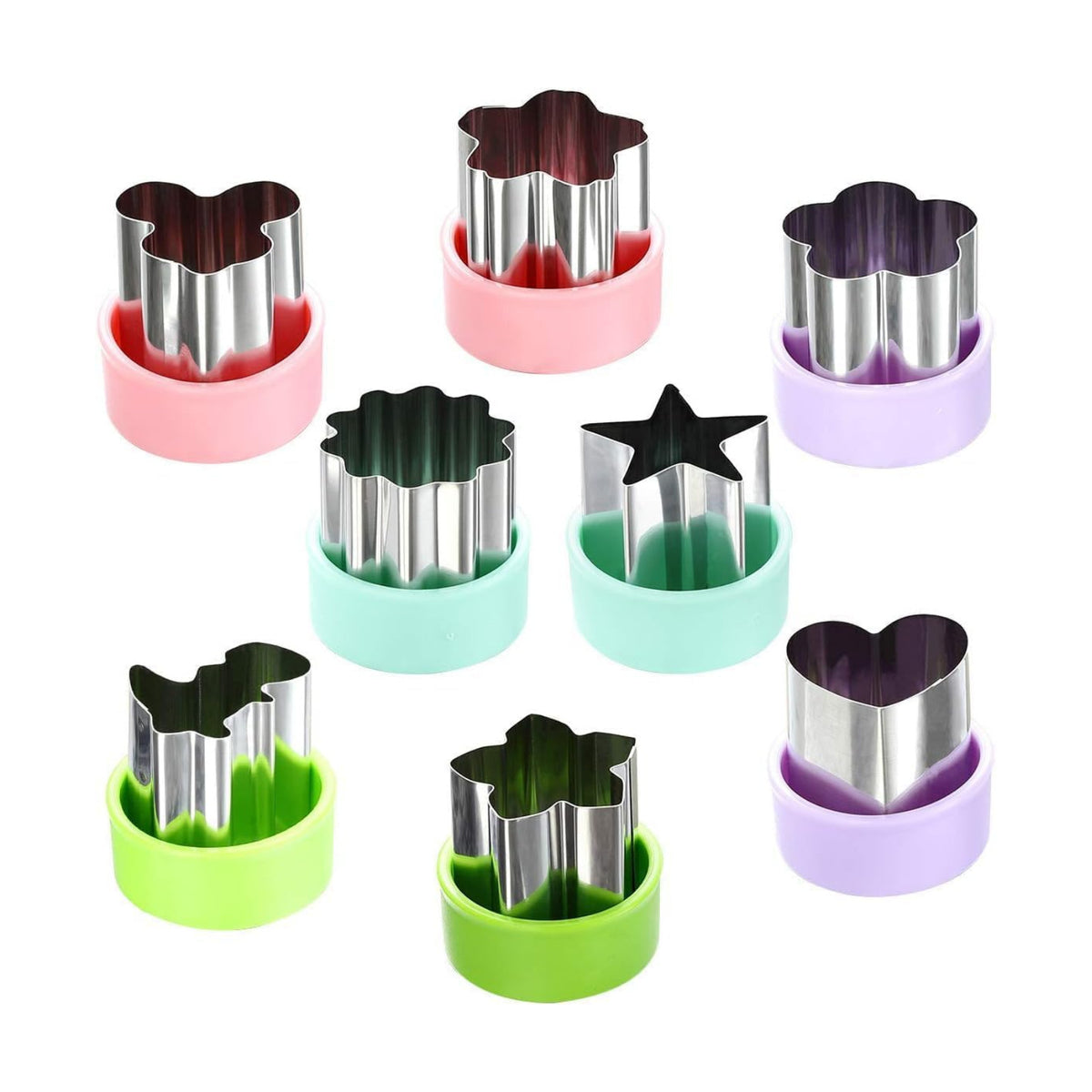 Vegetable Cutter Shapes Set (8 Pack) – 1.5" Stainless Steel Mini Cookie & Fruit Cutters for Kids, Bento Lunch, Sandwich, Fondant, Cheese, Baking & Food Prep