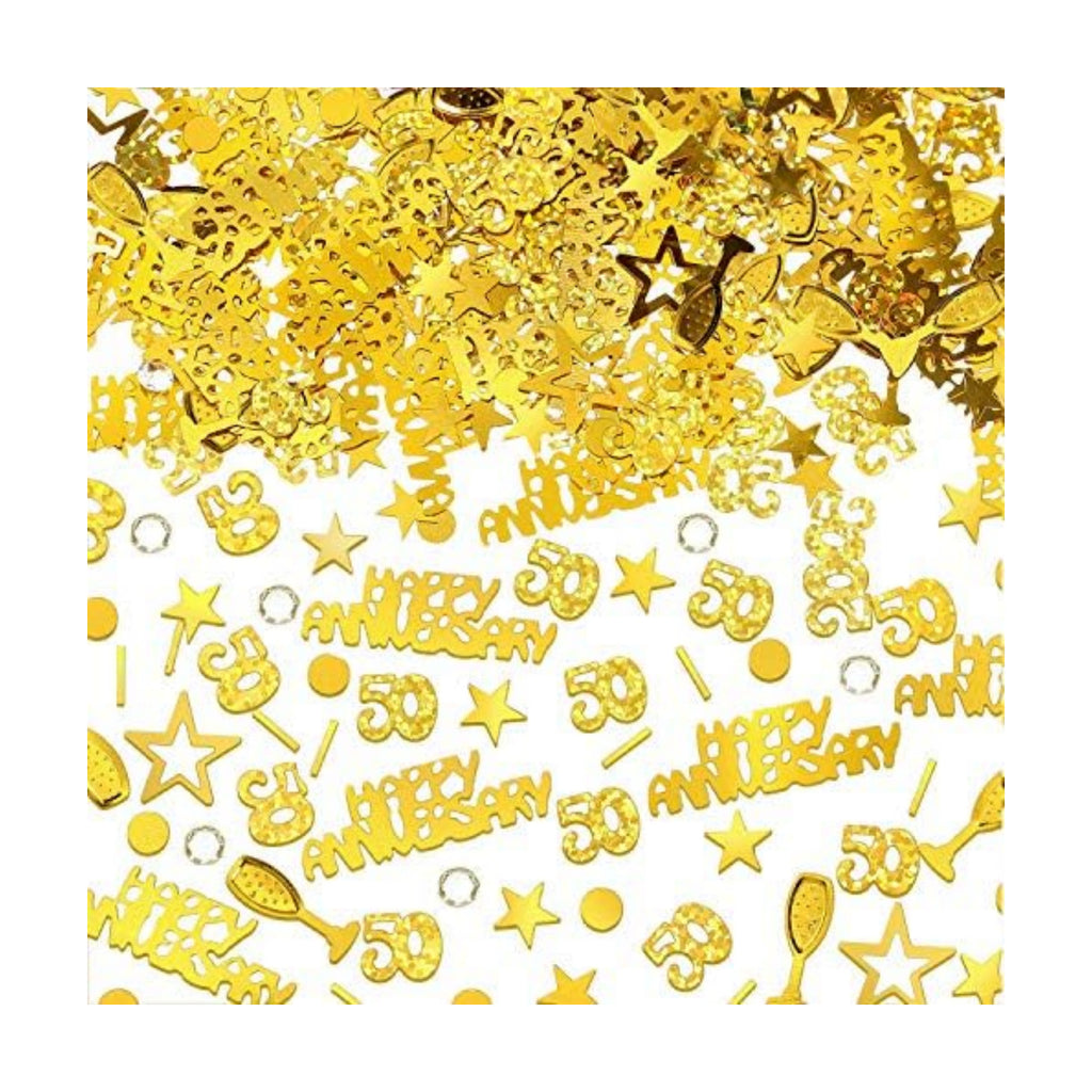 WILLBOND 3000 Pcs Gold 50th Anniversary Confetti, Glitter Table Scatter