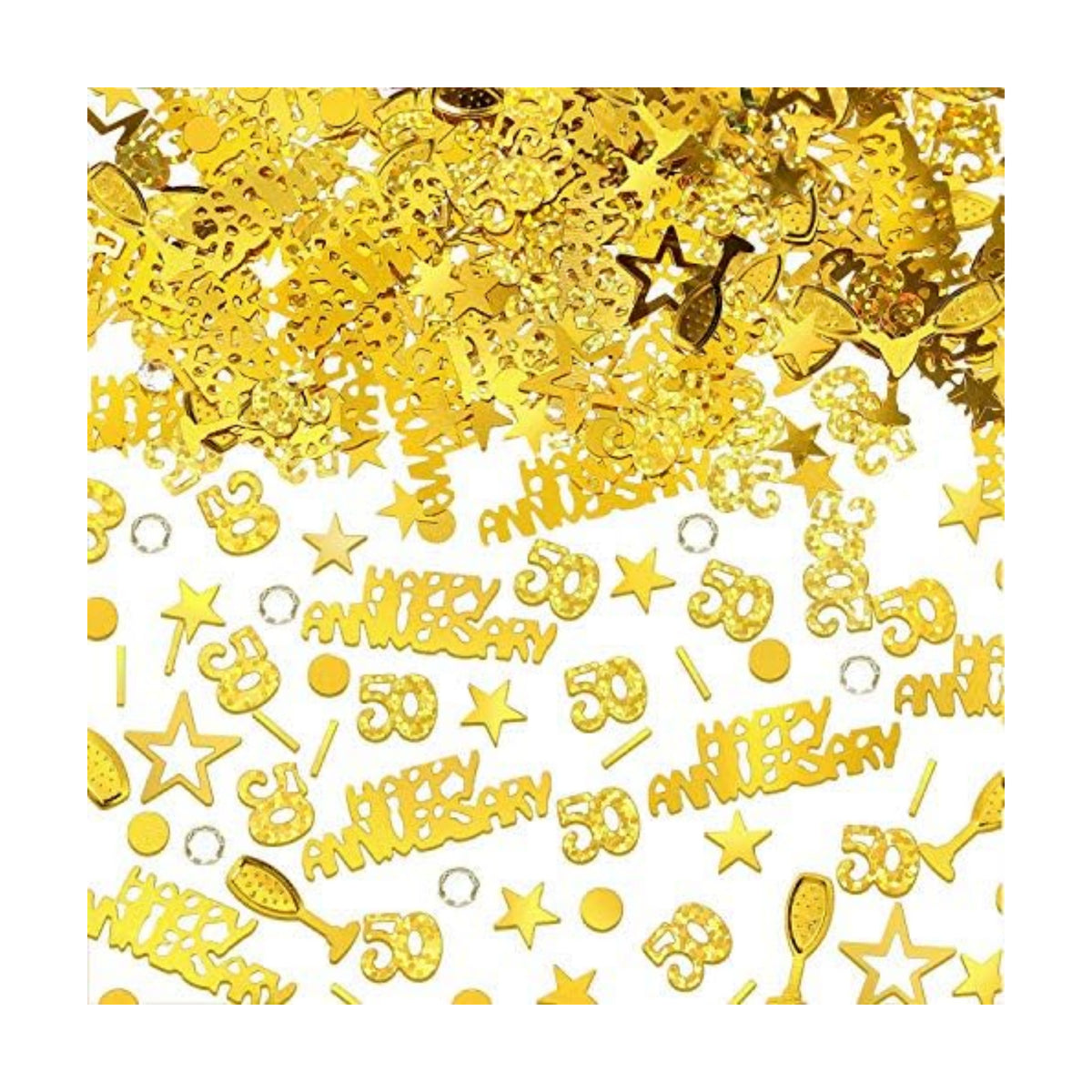 WILLBOND 3000 Pcs Gold 50th Anniversary Confetti, Glitter Table Scatter