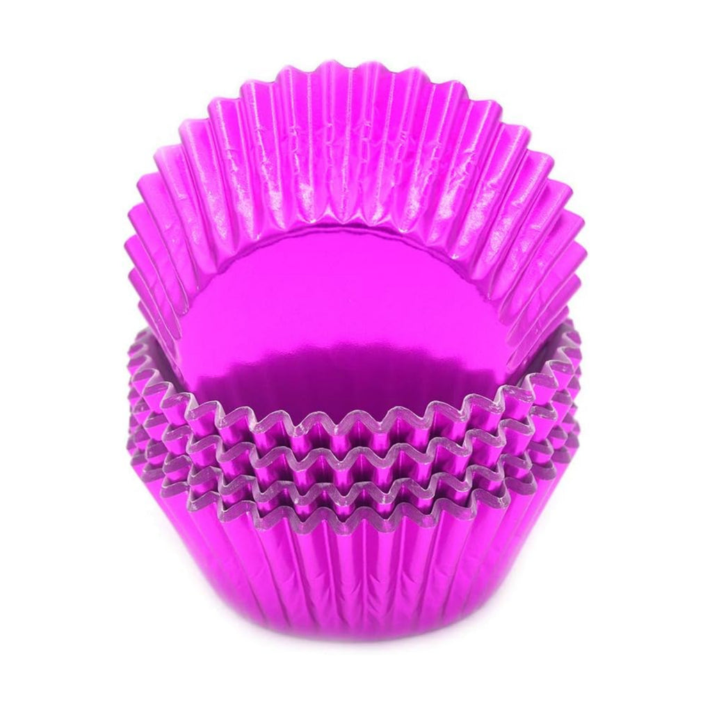 Standard Hot Pink Foil Cupcake Liners Muffin Baking Cups for Party and More, 100-Count
