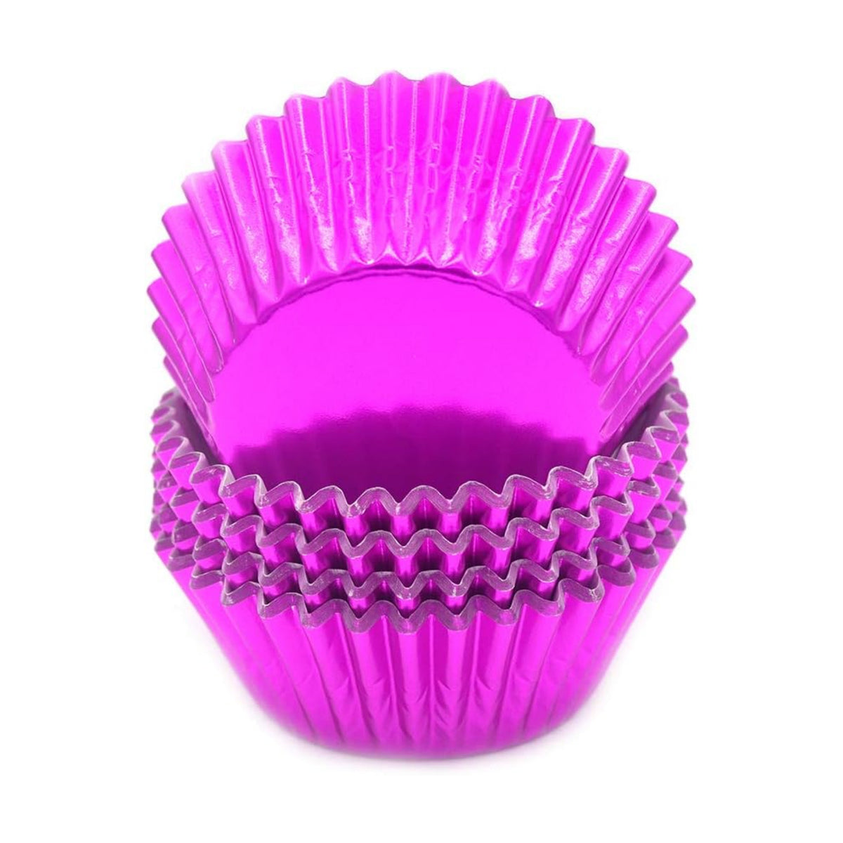 Standard Hot Pink Foil Cupcake Liners Muffin Baking Cups for Party and More, 100-Count