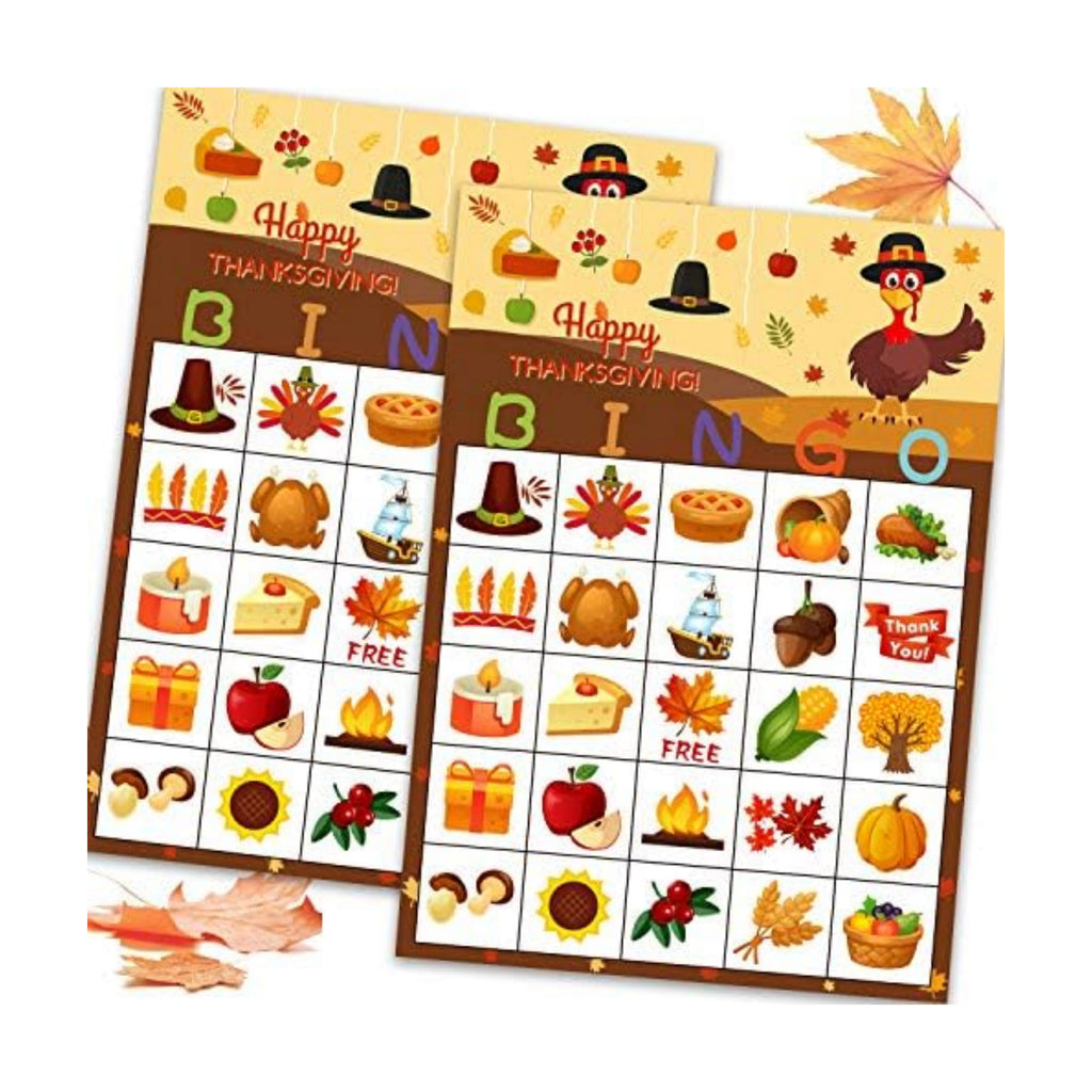 Fall Bingo Game for Kids - Thanksgiving Party Activities for 24 Players