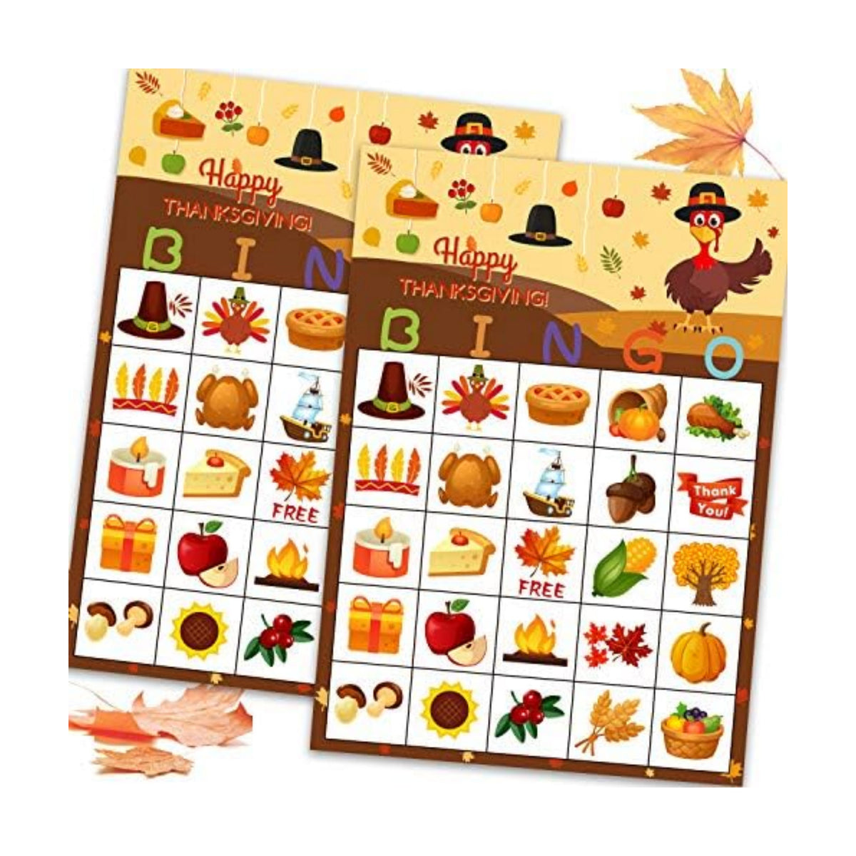 Fall Bingo Game for Kids - Thanksgiving Party Activities for 24 Players