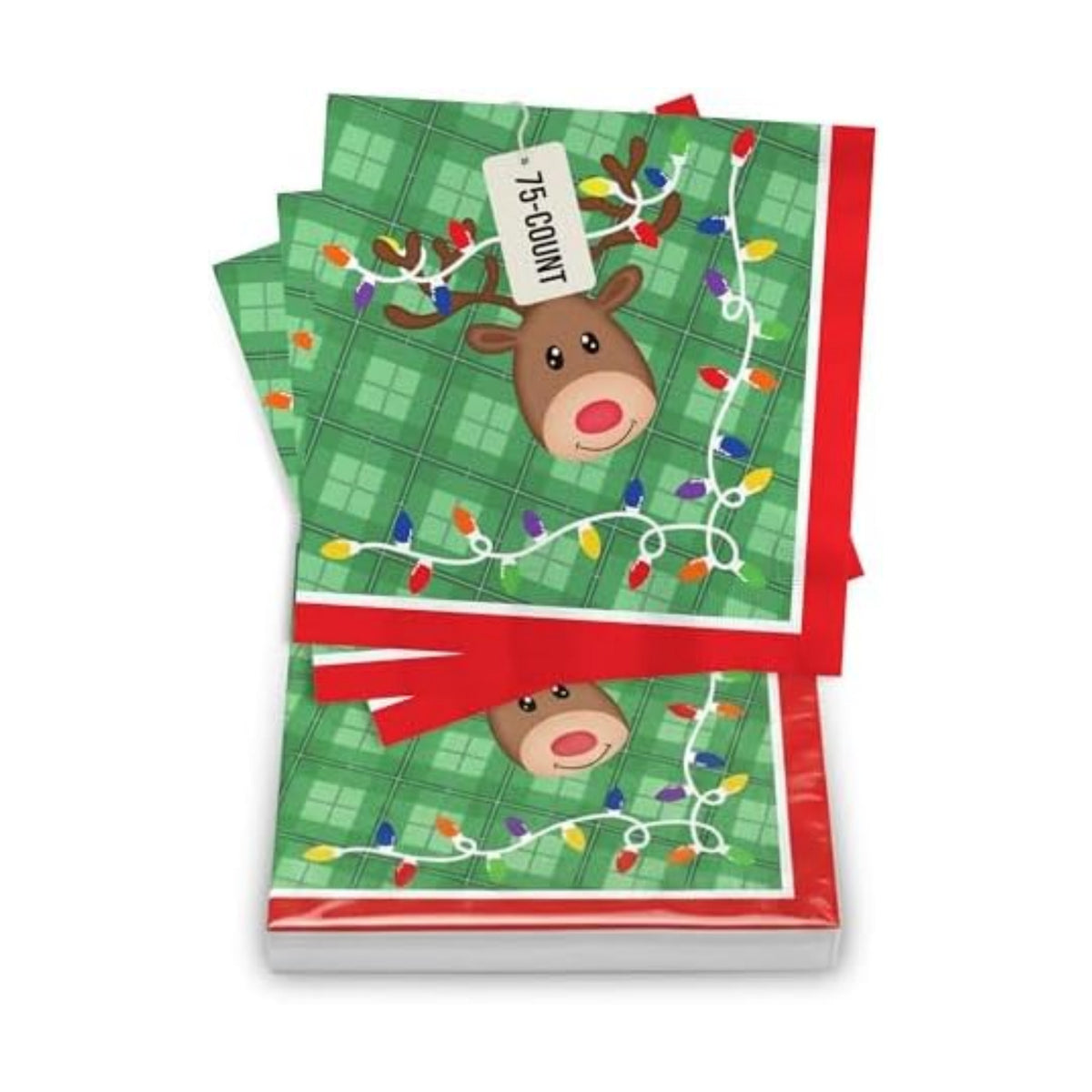 Iconikal 75-Pack Disposable Paper Party Napkins Reindeer Friends of Santa