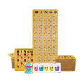 MR CHIPS Jam-Proof Bingo Cards with Sliding Windows, 50 Reusable Shutter Cards, 75 Calling Cards 1 Master Board in Woodgrain Style
