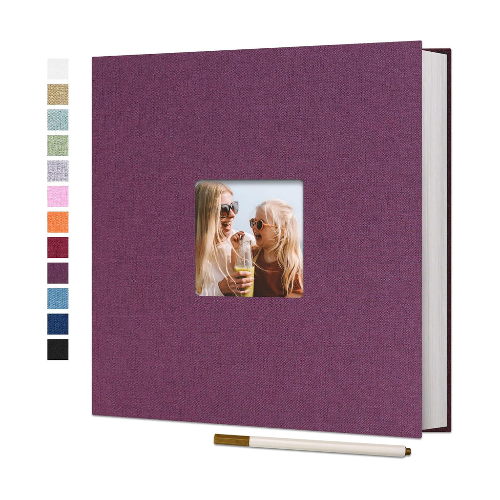 Vienrose Large Photo Album Self Adhesive for 4x6 8x10 Pictures Linen Scrapbook Album DIY 40 Blank Pages with A Metallic Pen