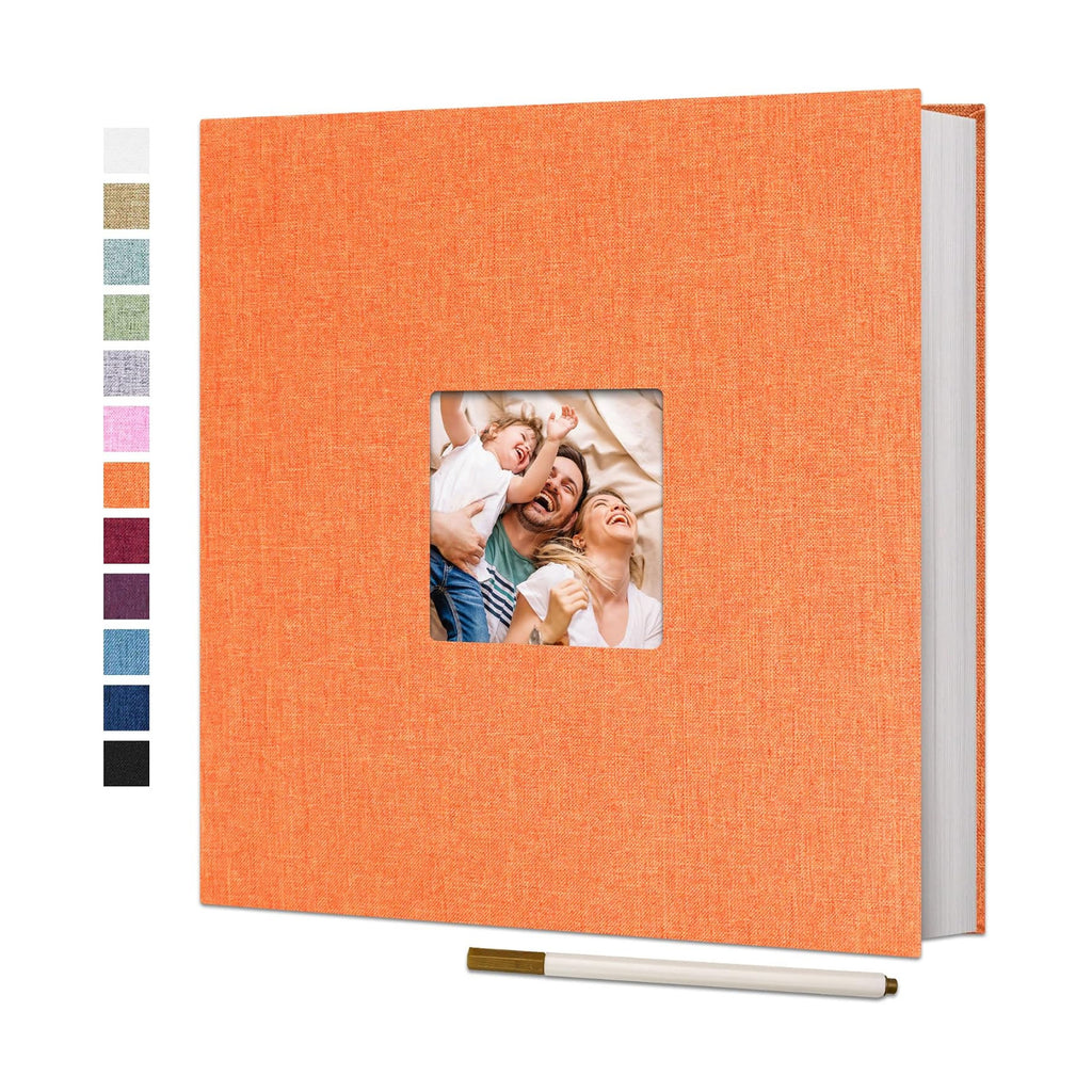 Vienrose Large Photo Album Self Adhesive for 4x6 8x10 Pictures Linen Scrapbook Album DIY 40 Blank Pages with A Metallic Pen