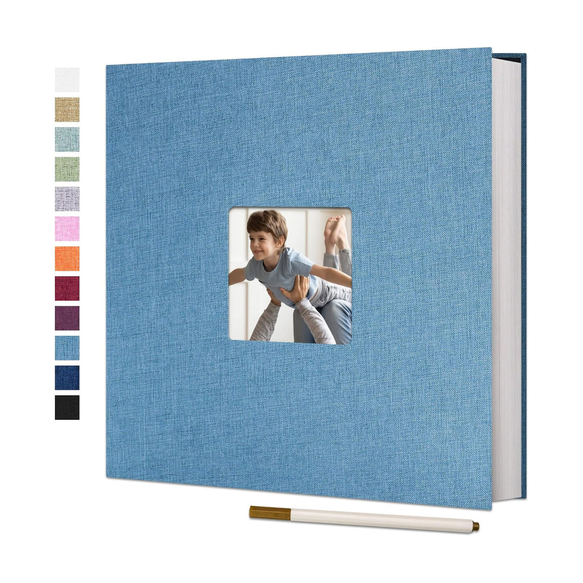 Vienrose Large Photo Album Self Adhesive for 4x6 8x10 10x12 Pictures Linen Scrapbook Album DIY 40 Blank Pages with A Metallic Pen