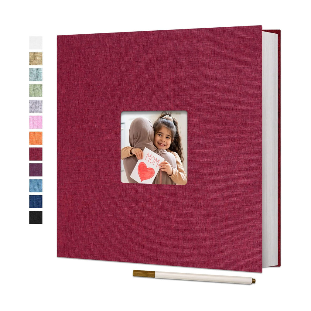 Vienrose Large Photo Album Self Adhesive for 4x6 8x10 10x12 Pictures Linen Scrapbook Album DIY 40 Blank Pages with A Metallic Pen