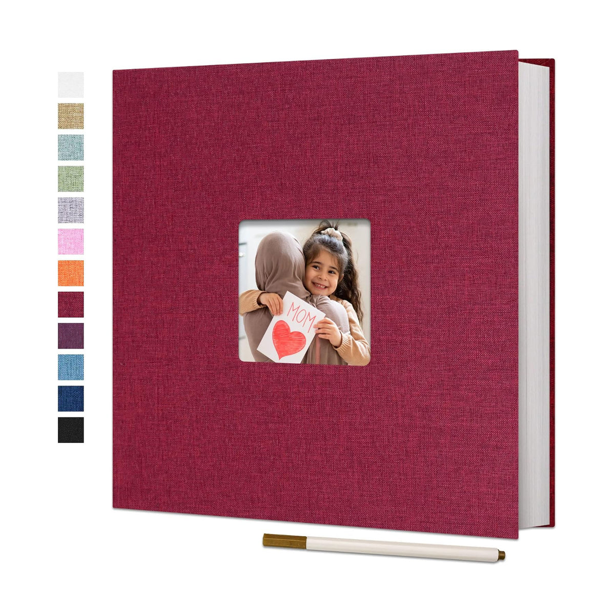 Vienrose Large Photo Album Self Adhesive for 4x6 8x10 10x12 Pictures Linen Scrapbook Album DIY 40 Blank Pages with A Metallic Pen