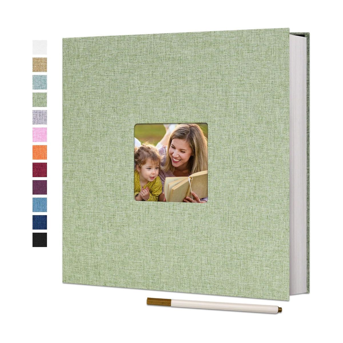 Vienrose Large Photo Album Self Adhesive for 4x6 8x10 10x12 Pictures Linen Scrapbook Album DIY 40 Blank Pages with A Metallic Pen