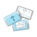 First Holy Communion Mini Chocolate Candy Bar Sticker Wrappers for Boys, 45 1.4" x 2.6" Wrap Around Labels by AmandaCreation, Great for Party Favors
