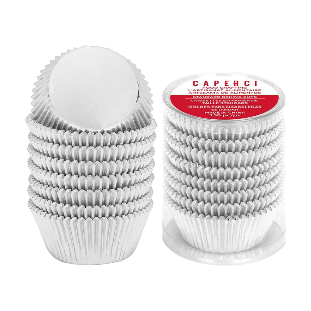 Caperci Premium Silver Foil Cupcake Liners Standard Muffin Cups 150pcs