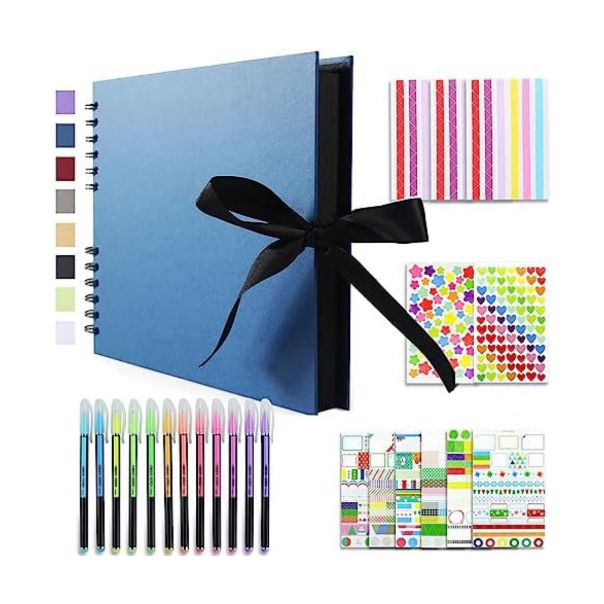 Vienrose Scrapbook Album 80 Pages, DIY Photo Album with Accessories, Navy blue Kraft Paper Memory Book for Wedding, Birthday, Travel, Christmas, Mother’s Day, 11x8 Inches