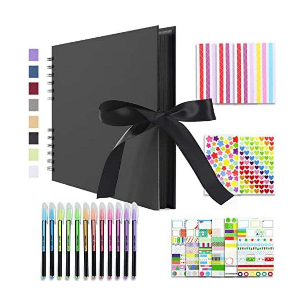 Vienrose Scrapbook Album 80 Pages 11x8 Inch Black