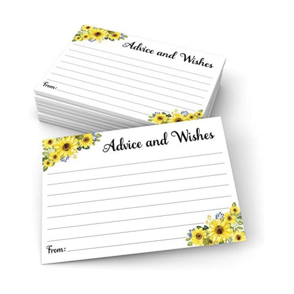 321Done Advice and Wishes Cards, 4x6, Set of 50, Sunflowers on White
