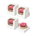 Happyhiram 50 Pack Individual Cupcake Boxes with Inserts & Window, White