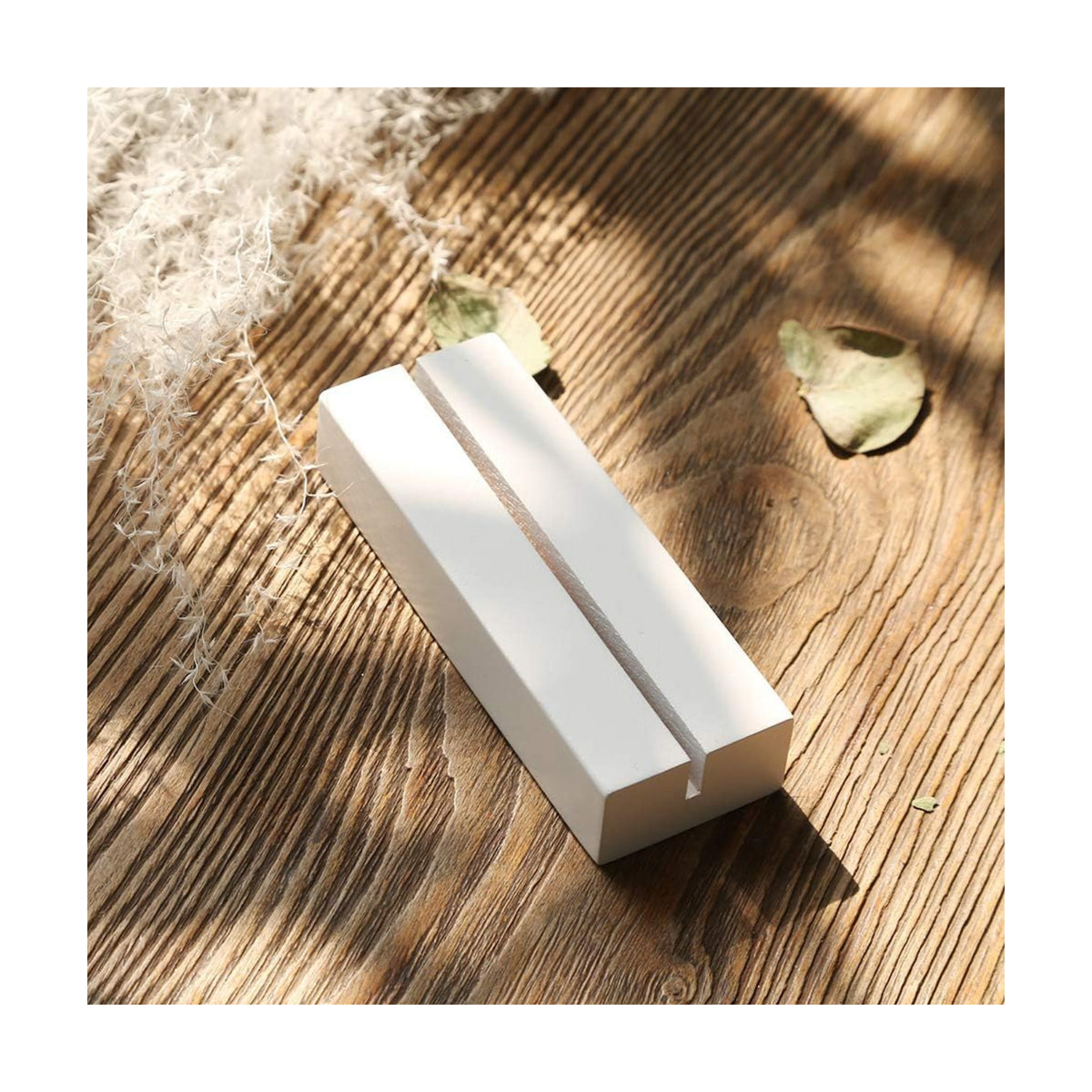 UNIQOOO 5 Pack 4" White Wood Stands for Wedding Acrylic Sign, Wood Table Number Holders for 1/8 Thick Acrylic Sheets | Wedding Display Stand, Card Holder for Bar Menu, Retail Sign, Party, Event