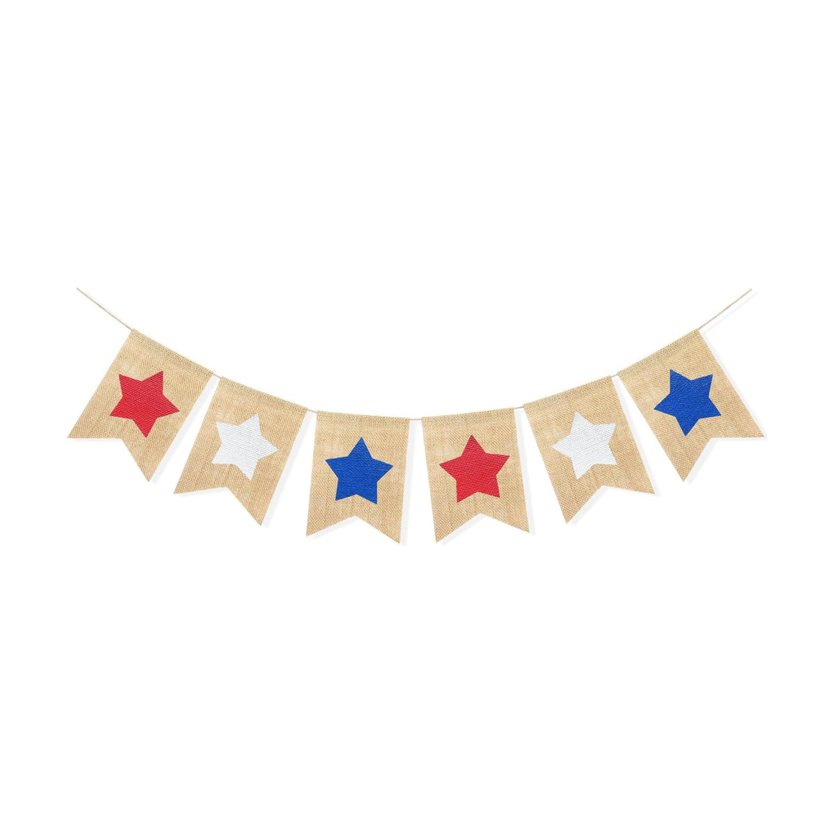 Burlap Star Banner 4th of July Garland Bunting Red White and Blue Decorations Patriotic America Independence Day Memorial Veterans Day Flag for Mantel Fireplace Sign USA Accessories