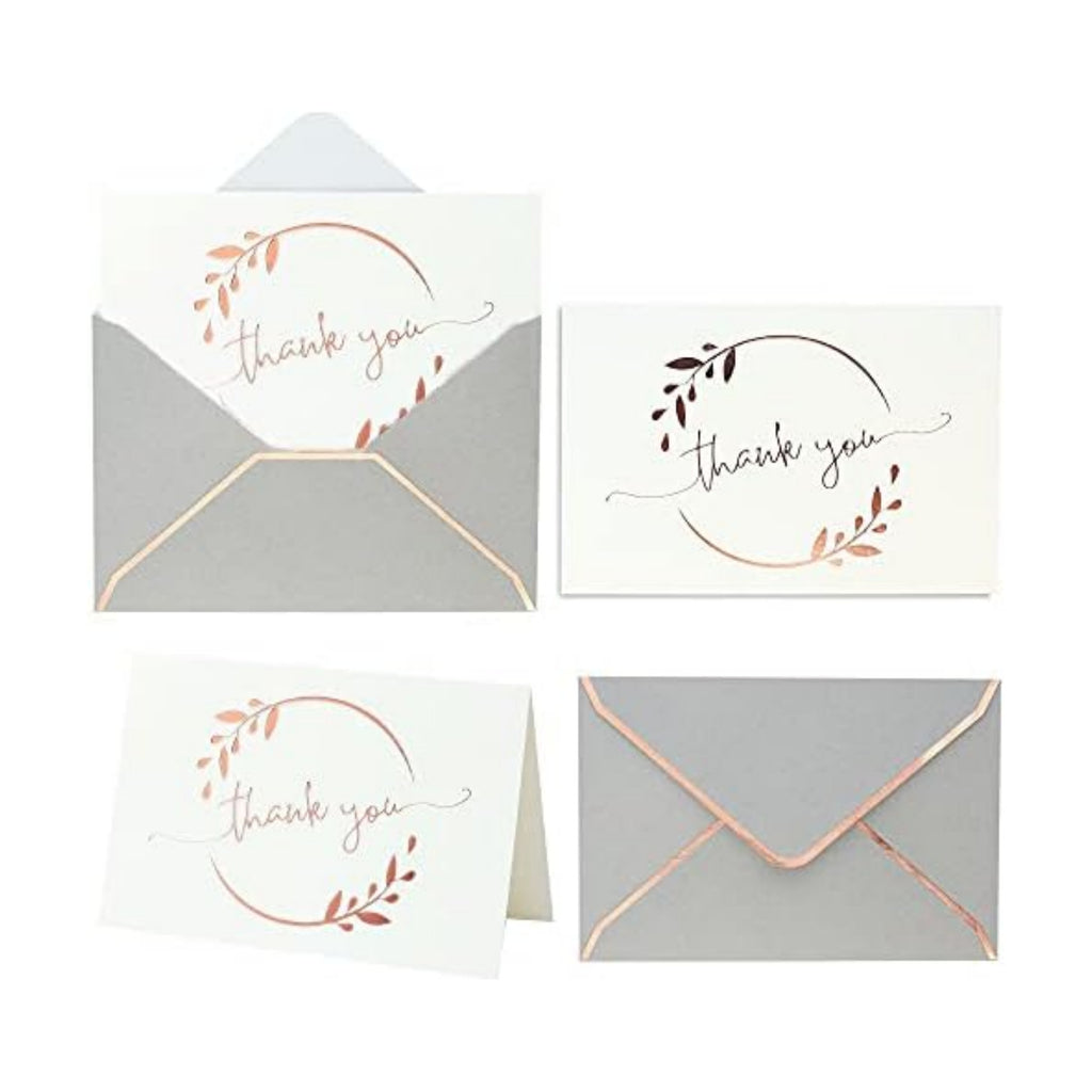 Winoo Design Heavy Duty Thank You Cards with Envelopes - 36 PK - Gold Thank You Notes 4x6 Inches Baby Shower Cards Wedding Small Business Graduation Funeral Bridal Shower (Rose Gold)