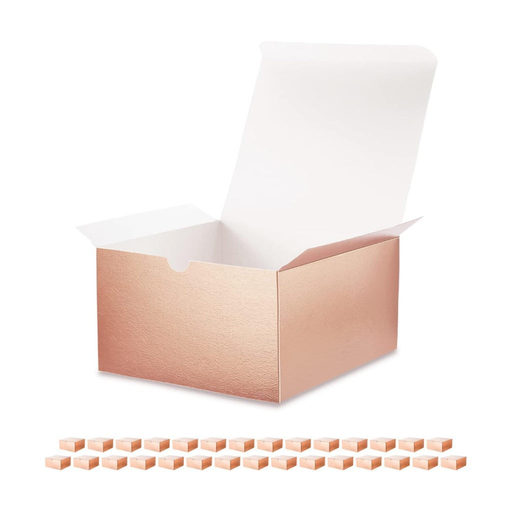 ROSEGLD 30 Gift Boxes 8x8x4 Inches, Rose Gold Gift Boxes with Lids