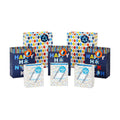 Hallmark Hanukkah Gift Bag Assortment (8 Gift Bags: 3 Small 6", 3 Medium 9", 2 Large 13") Star of David, Dreidels, Happy Hanukkah in Navy Blue, Orange, Yellow