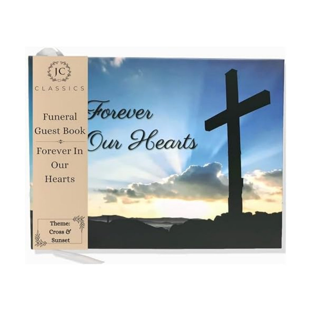 Funeral Guest Book | Memorial Guest Book | Guest Book for Funeral Hardcover | Guestbook for Sign in, Celebration of Life Memorial Service | Funeral Guest Sign Book with Memory Table Card Sign Included