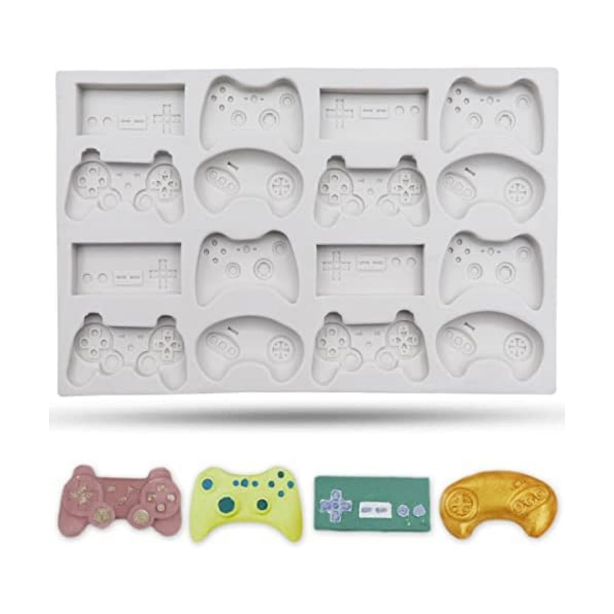 SAKOLLA Game Controller Silicone Molds, 16 Cavity Video Game Controller Molds for Chocolate, Candy, Cake Decoration, Cake Pops, Resin